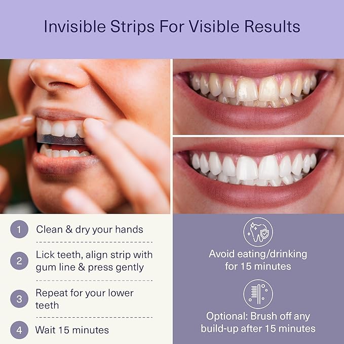ELIMS Teeth Whitening Strips for Sensitive Teeth 21 Treatments – Food-Grade & Made by Dentists - Whiten Up to 7 Shades - Dissolving Mess-Free Application - Visible Results in 14 Days - 42 Strips