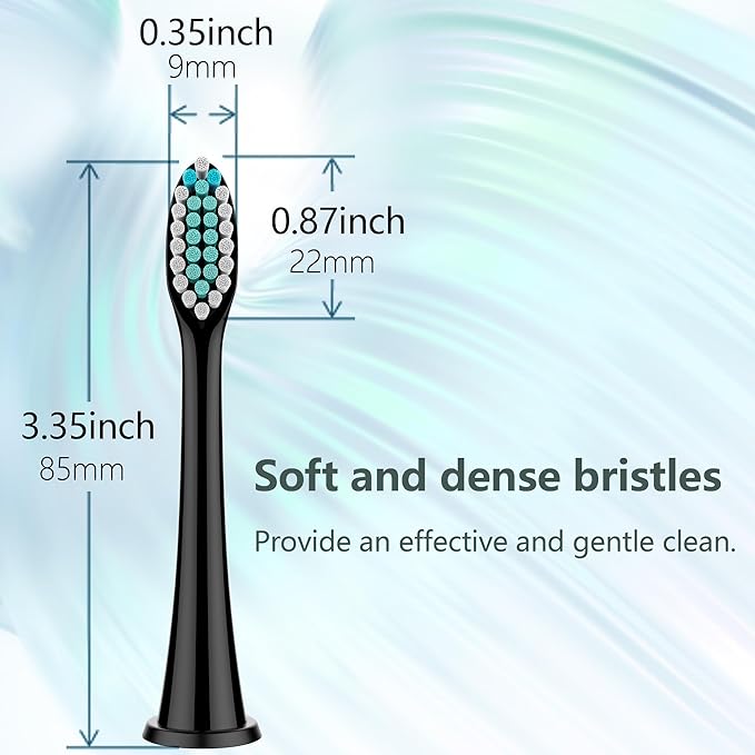 BUKURII Toothbrush Replacement Heads Compatible with Philips Electric Toothbrushes, 8Pcs, Black, Refills for Sonicare Snap-on Brush Handles 1100 2100 4100 5100, Replace for A3 C2 C3 G2 G3