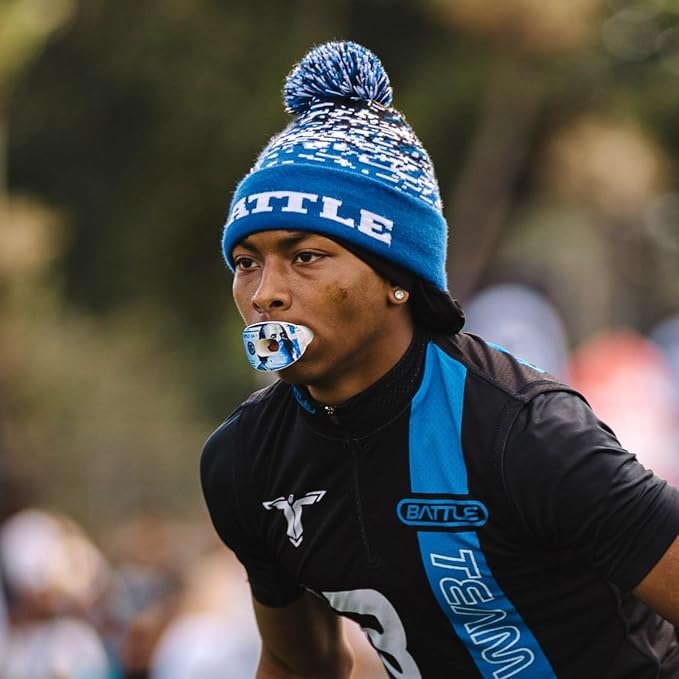 Battle Sports Oxygen Football Mouthguard - Football Mouth Guard with Strap, Superior Airflow & Better Performance, Maximum Breathability, Works with Braces