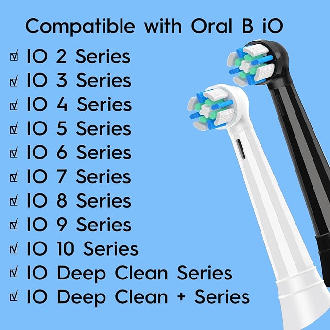 10 Pack IO Replacement Heads Compatible with Oral B IO 2/3/4/5/6/7/8/9/10/Deep Clean Series Electric Toothbrushes, Brush Heads Compatible with Oral B iO (White)