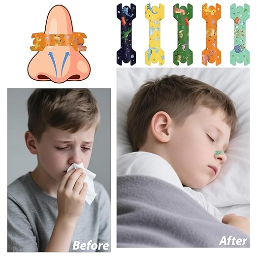 60 Pack Small Size Kids Nasal Strip, Cartoon Pattern 1.73 * 0.55" Extra Strength Kids Nose Strips for Breathing, Kid Nasal Tape, Breathe Snoring Strips for Children