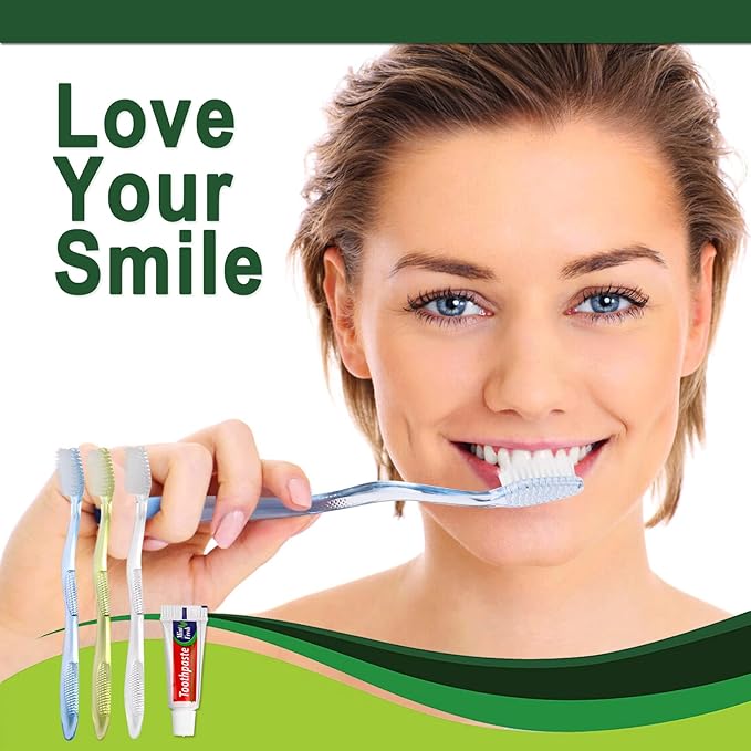 Disposable Toothbrushes with Toothpaste Individually Wrapped, Manual Disposable Travel Toothbrush Set for Adults Kids Travel Toiletries, 3 Colors, 30 Pack
