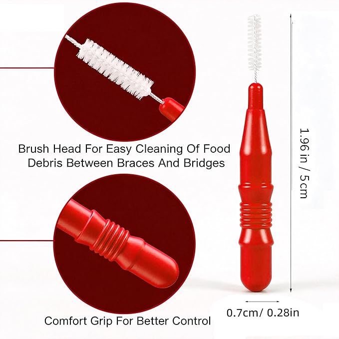 HOMSFOU 50 Pcs Care Tool Interdental Tooth Floss: Plastic Tooth Floss Toothpick 2.5mm, Dental Head for Daily Oral Hygiene, Teeth Cleaning Tool & Oral Care Accessories for Home & Travel, Red