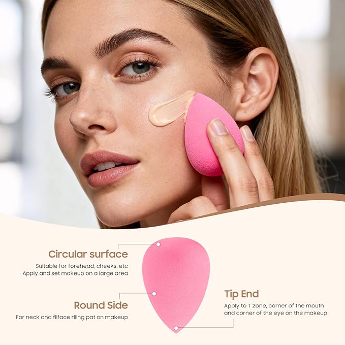 30 Pcs Multicolor Makeup Sponge Set - Latex-Free, Soft & Reusable Beauty Blender Sponges for Wet/Dry Use Blending Powder Puff for Foundation & Concealer Washable Makeup Sponges