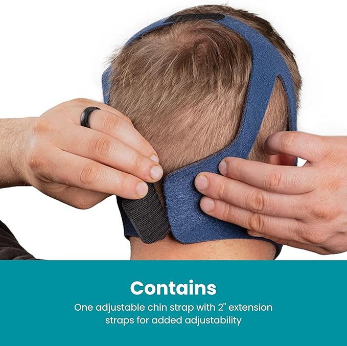 LIfeSource Made in USA Anti Snoring Ruby Chin Strap for CPAP Users, Chin Strap for Snoring, Breathable, Adjustable, Latex Free, Comfortable Sleep Support for Men & Women, Snoring Support, Navy