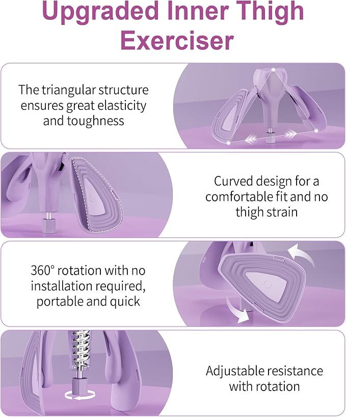 Upgraded Inner Thigh Exerciser, Kegel Exerciser, Adjustable Pelvic Floor Muscle Strengthening Exercise Devices, Hip Pelvic Trainer for Postpartum Recovery, Thigh Toner Workout Equipment