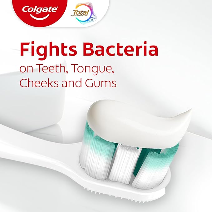 Colgate Total Clean Mint Toothpaste, 10 Benefits, No Trade-Offs, Freshens Breath, Whitens Teeth and Provides Sensitivity Relief, Clean Mint Flavor, 4 Pack, 5.1 Oz Tubes
