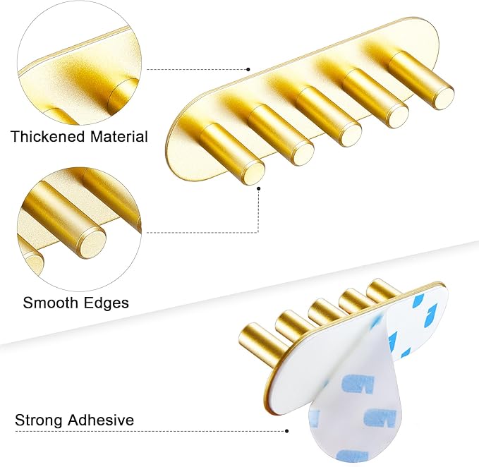 Electric Toothbrush Head Holder, Toothbrush Holders Wall Mounted, Adhesive Tooth Brush Head Holder Organiser, Electric Toothbrushs Holder, Shower Tooth Brushing Holder (Gold, Large)