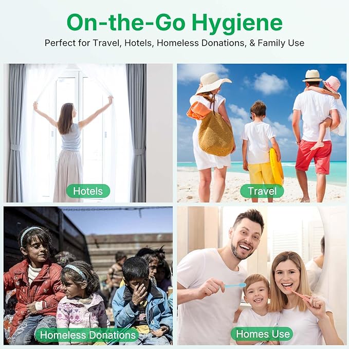 100 Pack Disposable Toothbrushes with Toothpaste, Individually Wrapped Soft Bristle Travel Toothbrush Bulk, Hotel Guest Amenities, Mint 3g Toothpaste Set for Camping, Donation & Oral Care Kit