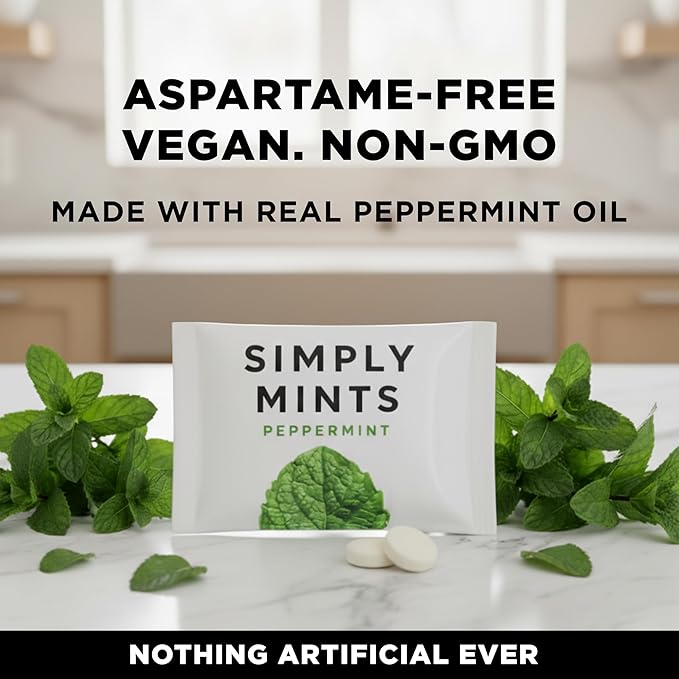 SIMPLY Peppermint Breath Mints, Individually Wrapped Breath Mints in Bulk, 50 Packets (2 per Packet) | Perfect for Office, School, Travel, Party Favors, Restaurants & Hospitality