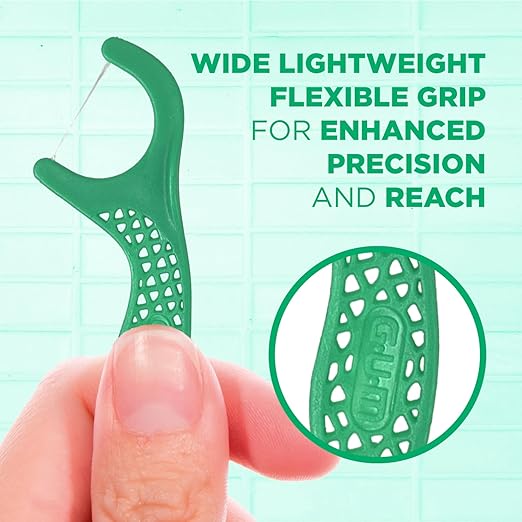 GUM Professional Clean Floss Picks - Extra Strong Shred-Resistant Floss, Easy Grip Handle - Dental Flossers for Adults - Fresh Mint Flavor, 150 Count (Pack of 4)
