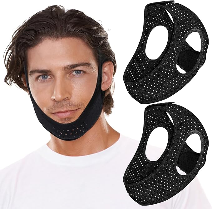 2 Pack Anti Snore Chin Strap for Sleeping, Mouth Jaw Tape Snoring Stopper Sleep Devices CPAP Users Breathing Head Mouthpiece Solution Keep Closed Advancement Reducing Aids Machine Men Women