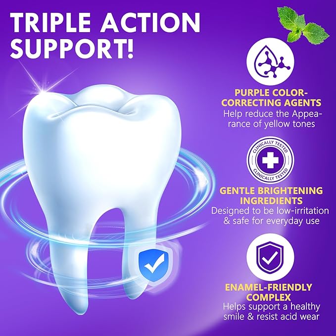 Purple Teeth Whitening Pen, 6PCS Teeth Whitening Gel Essence, Gentle Formula, No Sensitivity Snow Teeth Whitener Gel Kit for a Brighter Smile