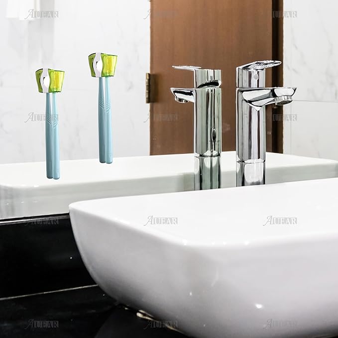 AUEAR, 6 Pack Toothbrush Holder with Suction Cup Toothbrushed Head Covers Caps Protector Case Box for Bathroom Wall Mirror Home Outdoor Travel