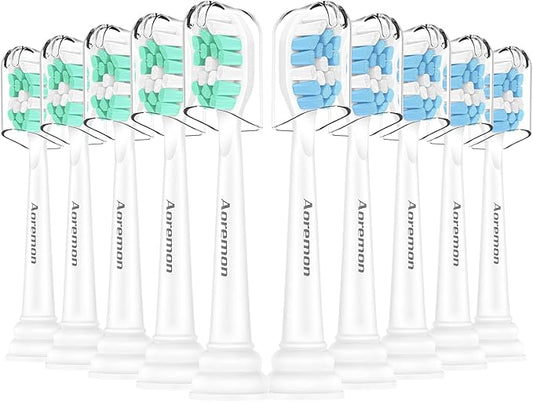 Toothbrush Replacement Heads for Philips Sonicare C2 Plaque ProtectiveClean 5300 6100 4100 DiamondClean Smart 9300 9900 ExpertClean 7500 Click-on Handles Electric Toothbrushes, 10 Count
