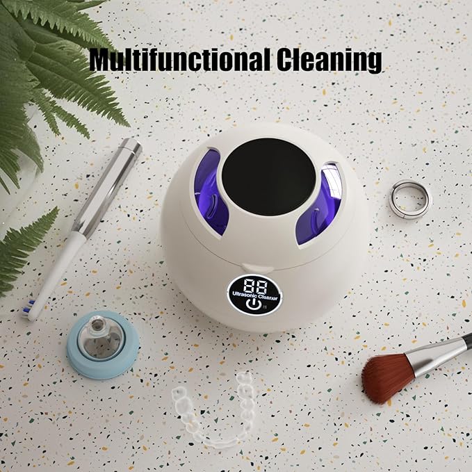 Retainer Cleaner Machine 45kHz Ultrasonic Dental Retainer Cleaner with 3 Modes and Digital Timer Mouth Guard for Retainer Clean, Denture Clean, Night Guard, Braces, Aligner, Jewelry 200ML (White)