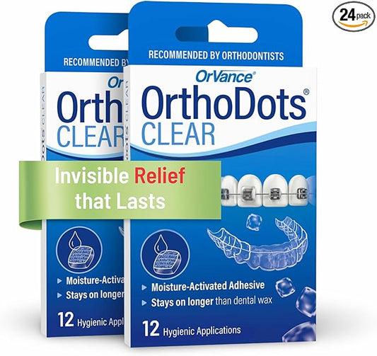 OrthoDots Clear – 24-Hour Protection | Sticks Better Than Dental Wax | Moisture Activated Braces Wax Alternative for Pain Caused by Braces, Clear Aligner Trays, and Other Orthodontic Appliances