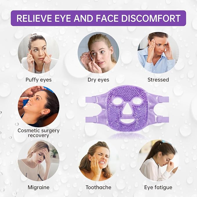 ZNÖCUETÖD Face Ice Mask Facial Ice Packs Gel Hot Cold Compress for Post Oral, Dental, Nose,Facelift Plastic Cosmetic & Laser Surgery Recovery Puffiness Swelling Dark Circles & Headaches