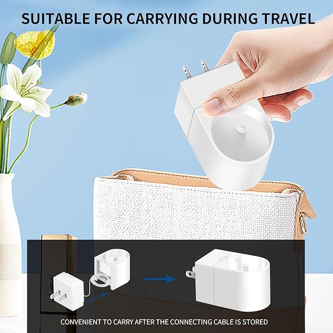 2 in 1 Wall Charger for Philips Sonicare Electric Toothbrush, Electric Toothbrush Wall Charger Base for Philips Sonicare HX6100/ HX3000/ HX6000/ HX8000/ HX9000 Series (White)