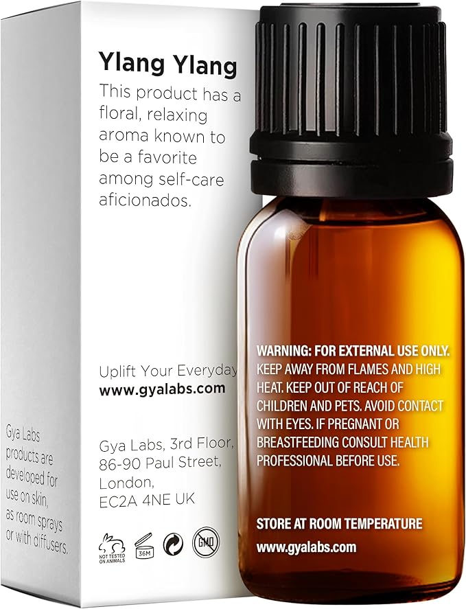 Gya Labs Ylang-Ylang Essential Oil - 0.34 Fl Oz - for Hair, Skin, Diffuser, Aromatherapy & DIY Candle Making Scent