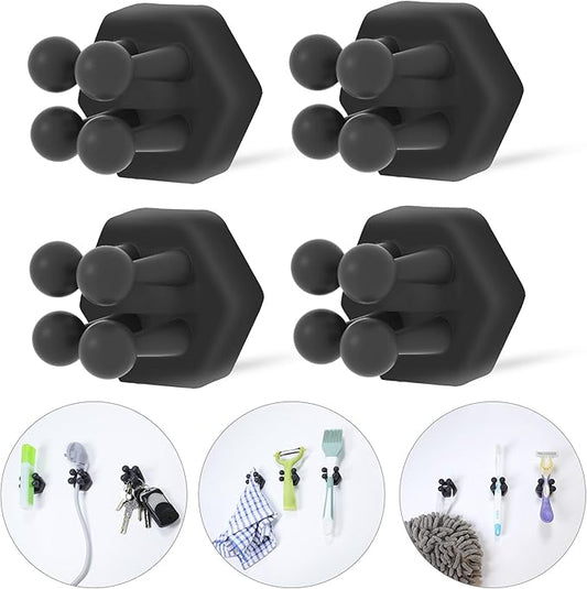 Silicone Toothbrush Holders for Bathroom - Adhesive Shower Toothbrush Holder Wall Mounted, Multi-Function Hook Waterproof Razor Holder Single Hook, Utility Plug Holder for Kitchen Living Room Office