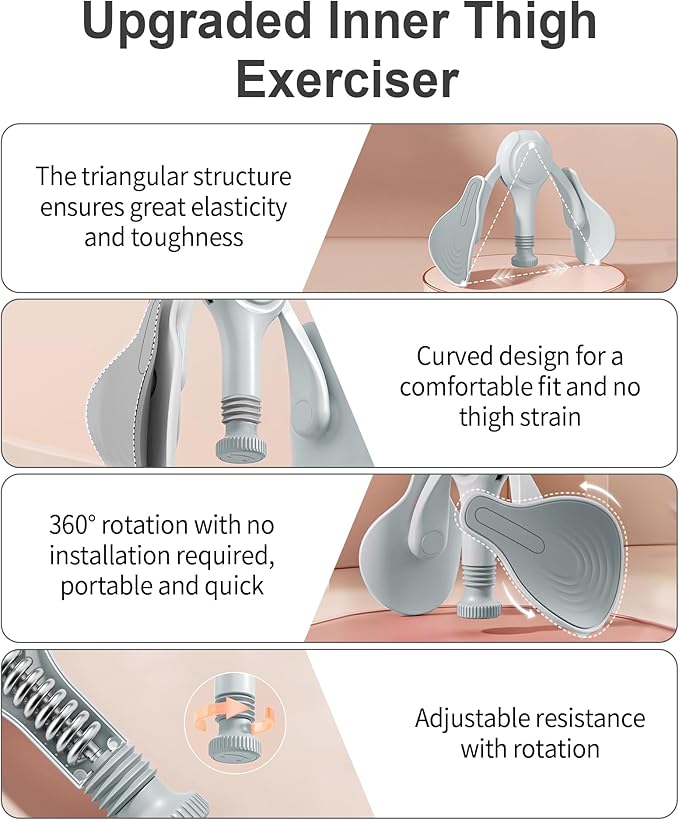 Upgraded Thigh Exerciser Kegel Exerciser, Adjustable Resistance Pelvic Floor Muscle Exercise Devices, Inner Thigh Workout Pelvic Trainer for Women, Home Workout Equipment for Hip, Leg, Arm