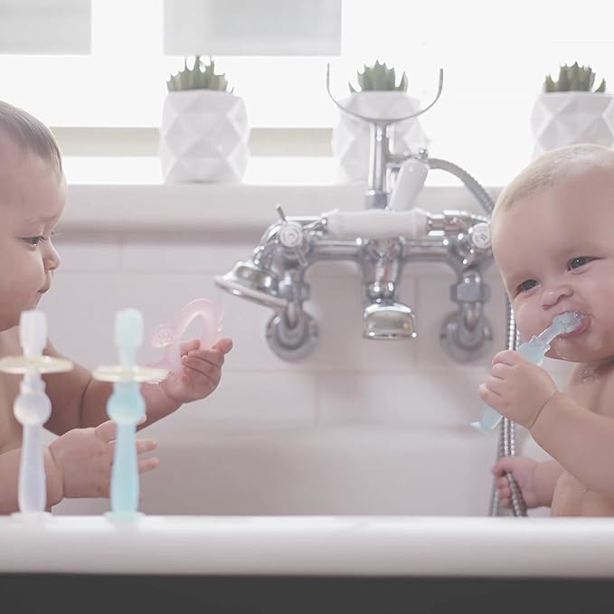 Haakaa 360° Silicone Baby Toothbrush – 100% Soft Food Grade Silicone, BPA-Free, Suction Base, Safe for Babies 6 Months+, Gentle Gum and Teeth Cleaning for Infants, Gum Massager