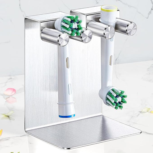 Toothbrushes Holder, Electric Toothbrush Head Holder, Electric Tooth Brush Stand, Electric Toothbrush Holder Wall Mounted or Desktop, Shower Tooth Brush Head Holder Storage (Silver)