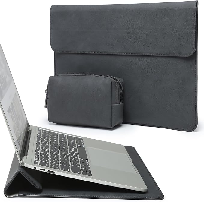 HYZUO 15-16 Inch Laptop Sleeve Case with Stand Feature for MacBook Pro 16 M4/M3/M2/M1 Pro/Max 2025-2019, XPS 15, MacBook Pro 15 2015-2012, Samsung Galaxy Book Flex/Pro 15, Graphite