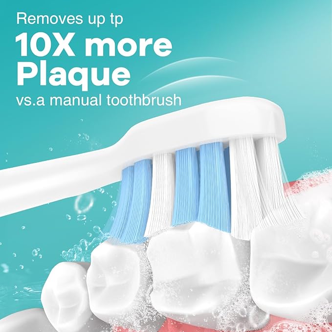 Toothbrush Replacement Heads for Philips Sonicare C2 Plaque ProtectiveClean 5300 6100 4100 DiamondClean Smart 9300 9900 ExpertClean 7500 Click-on Handles Electric Toothbrushes, 10 Count