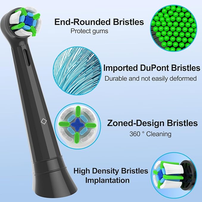 Replacement Heads Compatible with Oral B iO Electric Toothbrush, Replacement Toothbrush Heads Fit for Oral-B iO 2/3/4/5/6/7/8/9/10 Series Toothbrush, 8 Packs (Black)