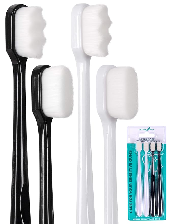 Extra Ultra Soft Nano Toothbrush, For Sensitive Gums, Adult Teeth Manual, Toothbrush for Protection Gum Care, Perfect for Kids & Adults (4 Pack)