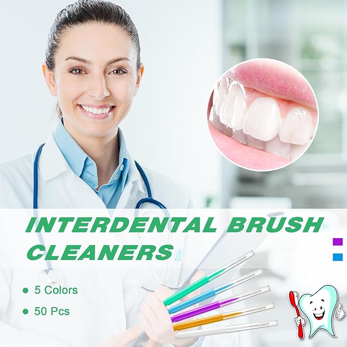 350 Pieces Braces Brush for Cleaner Interdental Brushes Kit Flosser for Braces Dental Braces Cleaner Braces Floss Picks Flossing Head Oral Dental Hygiene Flosser Tooth Cleaning(Basic Colors)
