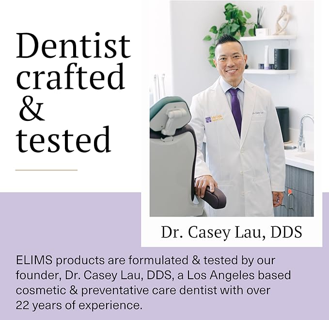 ELIMS Melt-Away Teeth Whitening Non-Toxic Strips for Sensitive Teeth - 14 Strips, 7 Treatments - Dissolving Mess-Free Application
