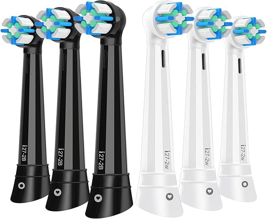 IO Replacement Heads Compatible with Oral b IO 2/3/4/5/6/7/8/9/10 Series Electric Toothbrush, Brush Heads Refills Compatible with Oral B IO for Teeth Clean (6 Black/White)