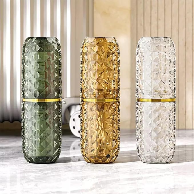 Toothbrush Holders with Cover, Portable Travel Toothbrush Case with lid, Toothbrush Container for Bathroom Countertop Organizer (Amber)