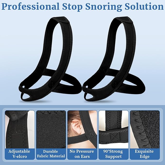 Snoring Chin Strap for Users, 2 Pack Adjustable Jaw Support Chin Strap to Keep Mouth Closed, Soft Snoring for Men Women, Lightweight Reusable, Snoring Dry Mouth, Comfort Fit Nighttime Sleeping Aid
