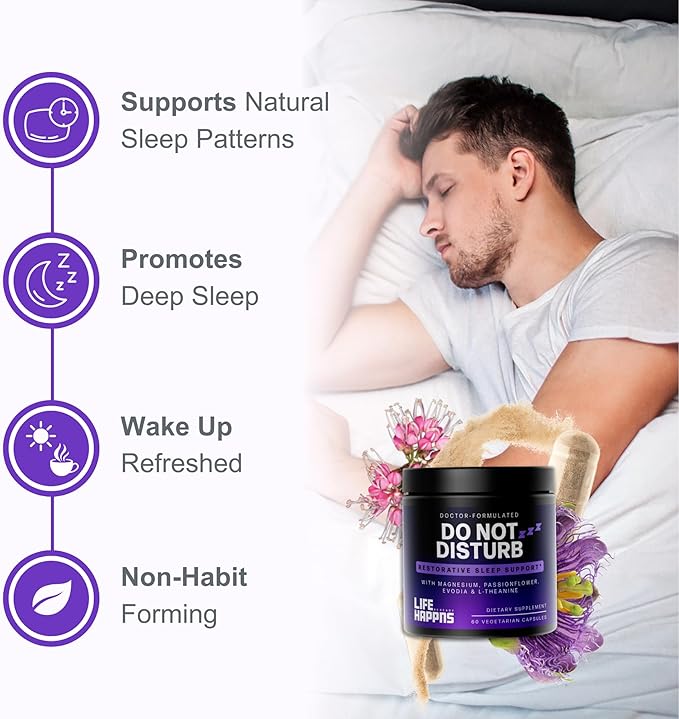 Doctor Formulated Triple Magnesium Sleep Complex with Magnesium Glycinate l Theanine Passionflower & Evodia - Non-Habit Forming - Promotes Relaxation, Calm & Muscle Recovery – Melatonin Free