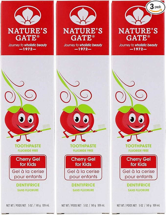 Nature's Gate Natural Toothpaste Gel, Cherry for Kids, 5 oz (Pack of 3) Set