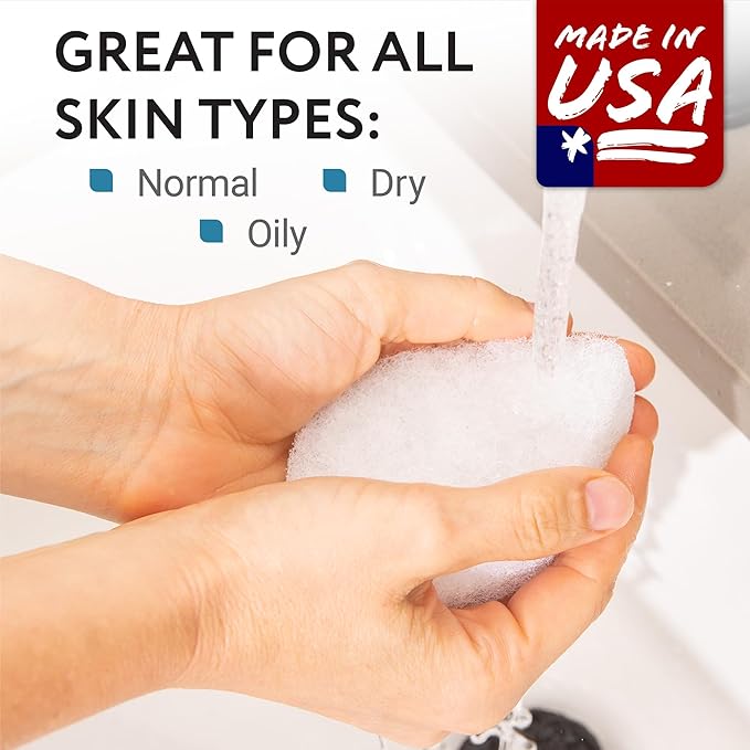IMPRESA Facial Exfoliating Pads - Extra Thick White Pad Face Sponge - Deep Cleansing & Daily Exfoliation - 10 Pack for Normal to Oily Skin - Face Scrubber Facial Scrub Pads - Reusable & Made in USA