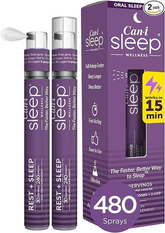 Can-i Sleep Spray for Women in Menopause and Perimenopause, 60 Servings, Fast-Acting Sleep Support with Melatonin, Get Back to Sleep Quickly