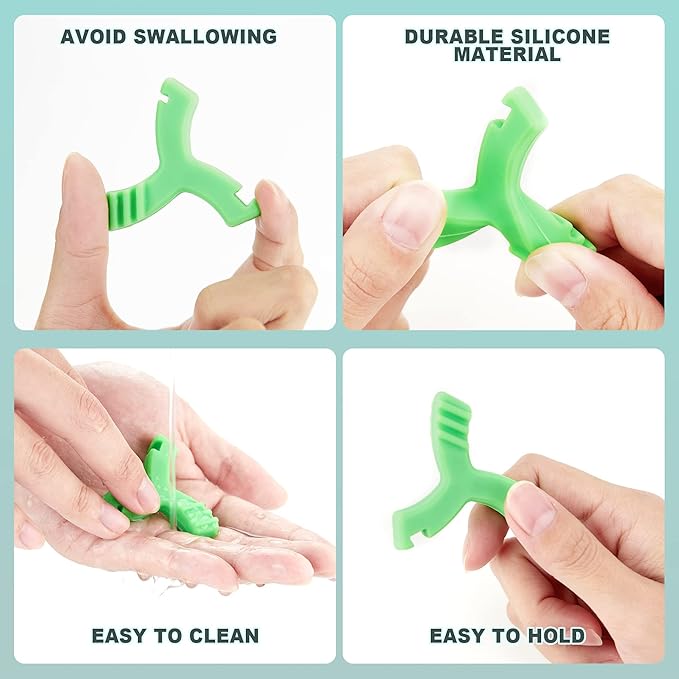 Aligner Chewies for Invisalign, 2 PCS Y-Shaped Chewies for Invisalign Trays Seater Invisible Braces Orthodontic Munchies Dental Chewies (Green/Mint Flavor)