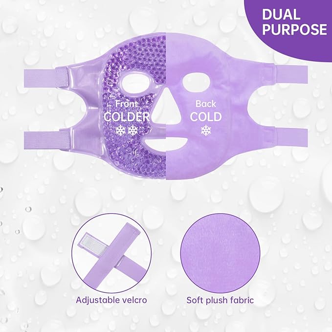 ZNÖCUETÖD Face Ice Mask Facial Ice Packs Gel Hot Cold Compress for Post Oral, Dental, Nose,Facelift Plastic Cosmetic & Laser Surgery Recovery Puffiness Swelling Dark Circles & Headaches