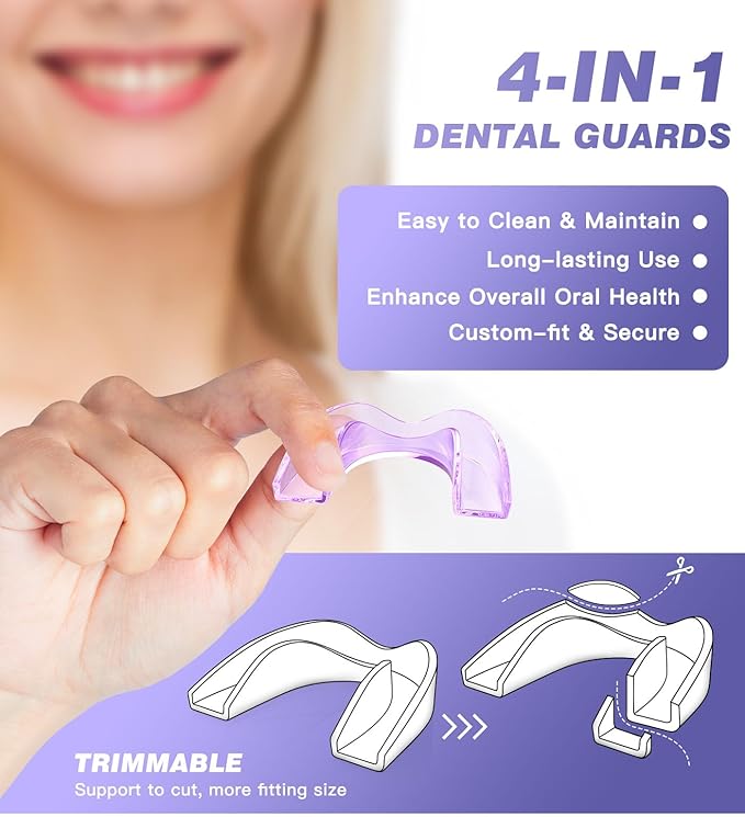 Litlcutie Mouth Guard for Grinding Teeth at Night,Night Guards for Teeth Grinding,Mouth Guard for Sleeping,Large (4 Pack)