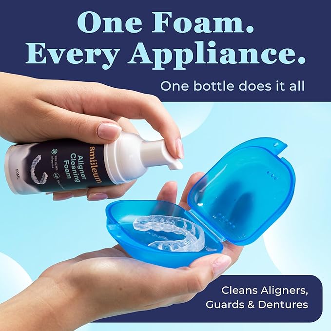 Aligner Cleaner Foam - Aligner and Retainer Cleaner Foam for Invisalign, Night Guards and Dentures, Helps Remove Stains & Build-Up, Keeps Appliances Clear, Fresh Mint Flavor, Travel-Friendly