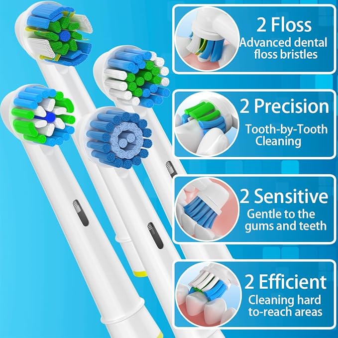 Replacement Heads Compatible with Oral B Braun Electric Toothbrush, Replacement Toothbrush Heads Fit for Oral-b Pro 1000/7500/3000/7000/8000/500, 8 Packs (White)