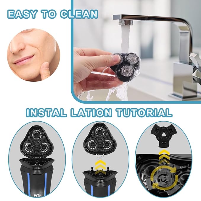 Universal Rotary Shaver Replacement Head Compatible with Remington Shaver Razor Parts for Series R3,R4,R5,R6,R7,R8,SP-3141 and SP-5161 Foils (Black/1Pack)