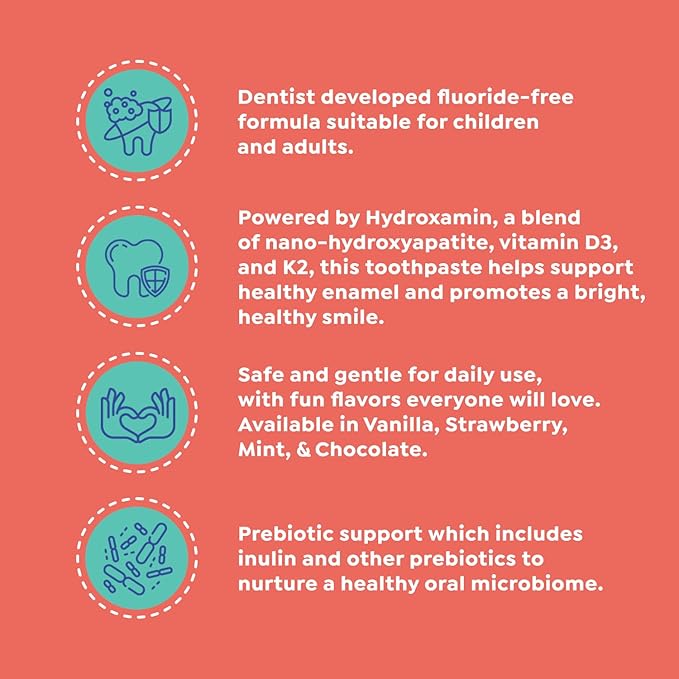 SuperMouth Fluoride-Free Toothpaste – Remineralizing Nano Hydroxyapatite with Vitamins D3 & K2 – Whitens & Eases Sensitivity – Gentle for Kids, Adults & Pregnant Women – 4 Delicious Flavors
