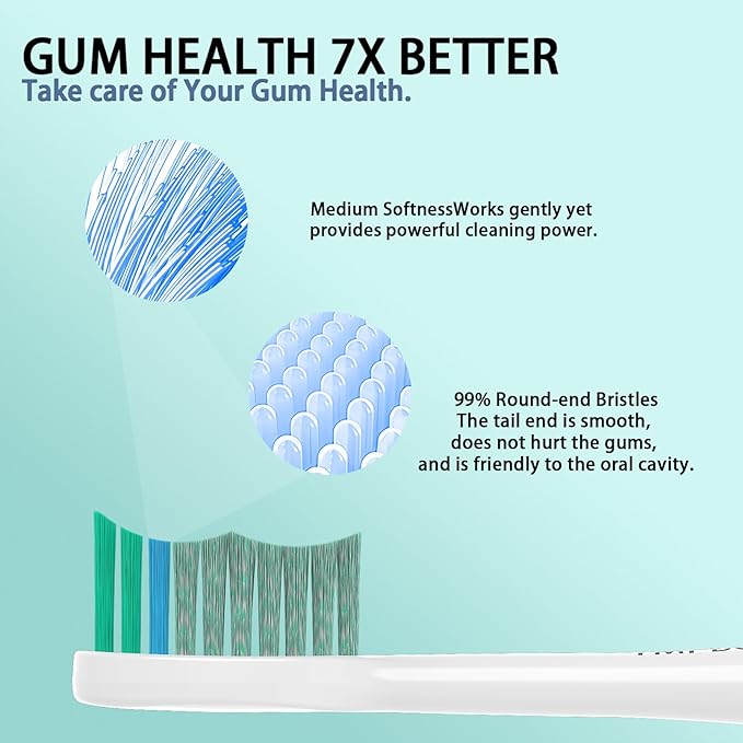 10 Pack Toothbrush Replacement Heads Compatible with TAO Clean Sonic Toothbrush Adults, Tooth Brush Head Toothbrush Heads Refill, Medium Bristles, Whitening