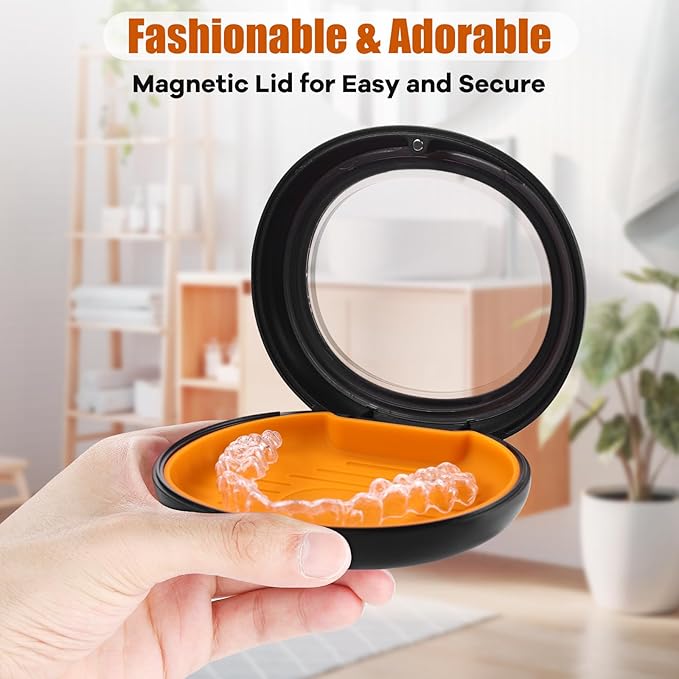 Retainer Case,Slim&Cute Retainer Case,Compatible with Invisalign,Aligner,with Vent Holes,Contain Remover Tool,Chewies